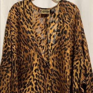 SOLANGE SATIN KIMONO ANIMAL PRINT PLUS SIZE(22-28)